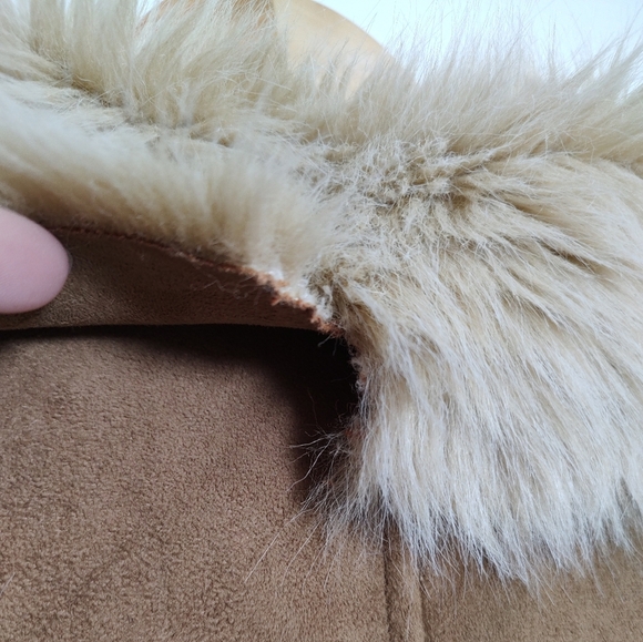 Daniel Benjamin Brown Women's Faux Suede Fur Lined Jacket With Belt - Picture 9 of 9